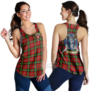 Boyd Tartan Women's Racerback Tanks with Family Crest Celtic Skull Style