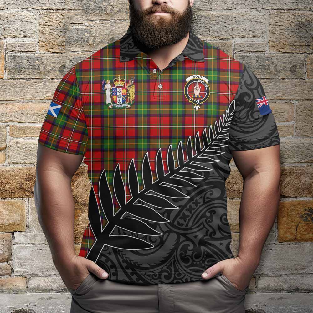 Boyd Crest Tartan Polo Shirt with New Zealand Silver Fern Half Style