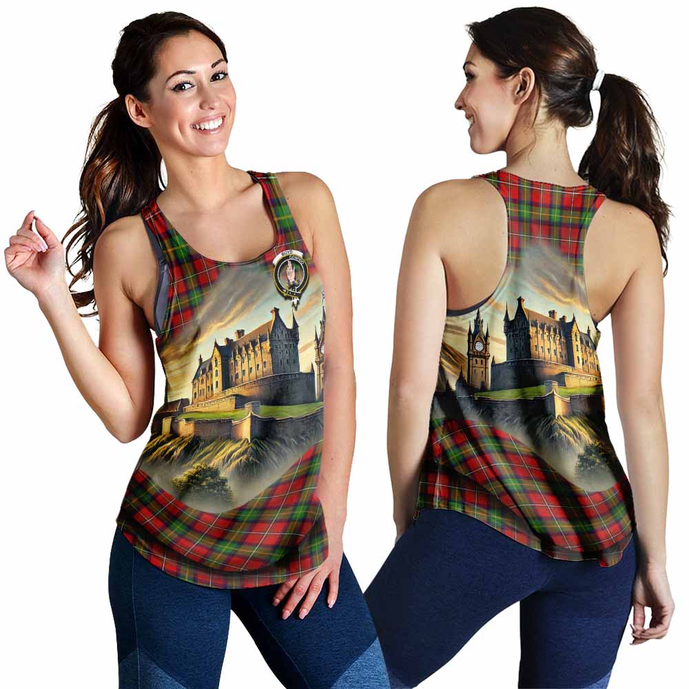 Boyd Tartan Family Crest Women's Racerback Tanks with Scottish Ancient Castle Style 4XL - Tartan Vibes Clothing