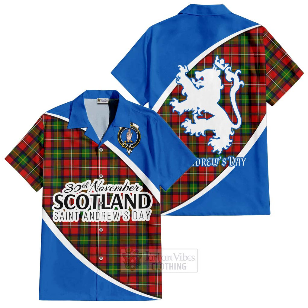 Tartan Vibes Clothing Boyd Family Crest Tartan Short Sleeve Button Shirt Celebrate Saint Andrew's Day in Style