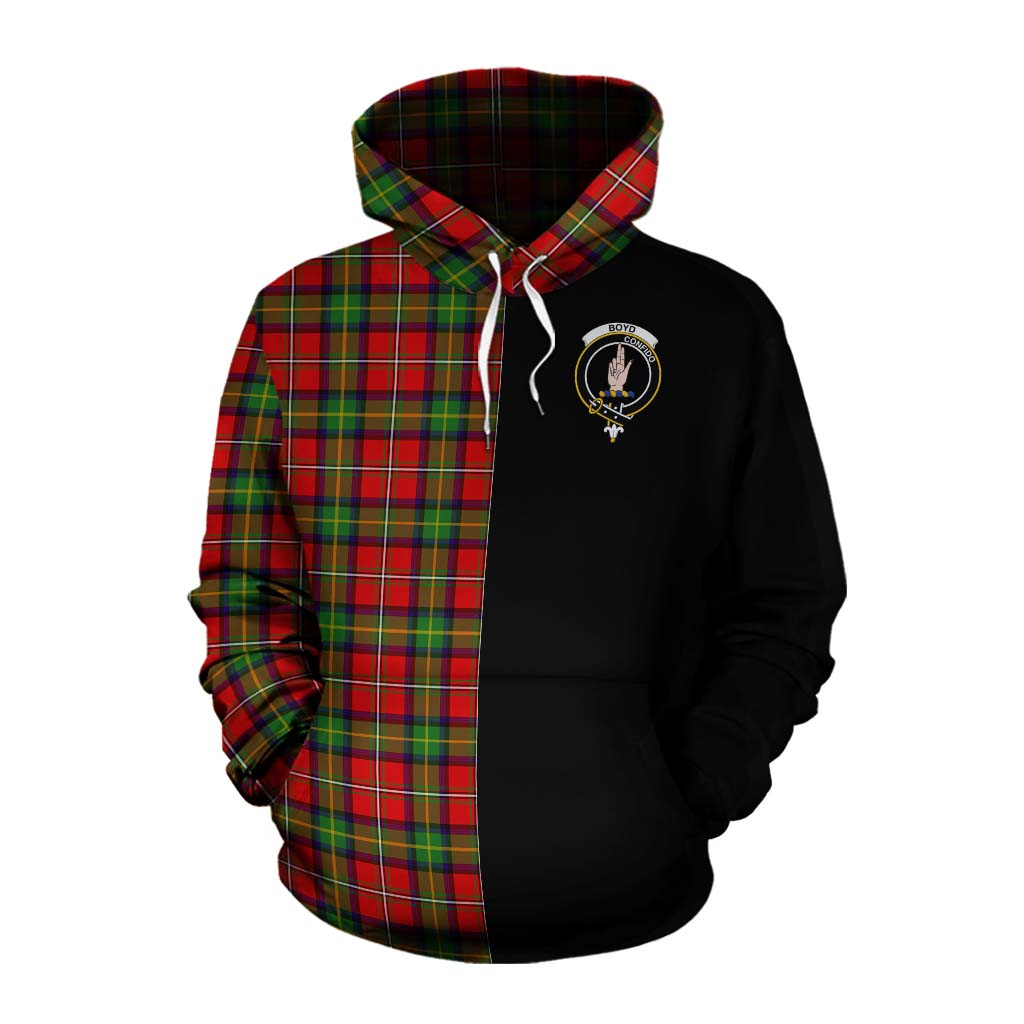 Tartan Vibes Clothing Boyd Tartan Cotton Hoodie with Family Crest and Half Of Me Style