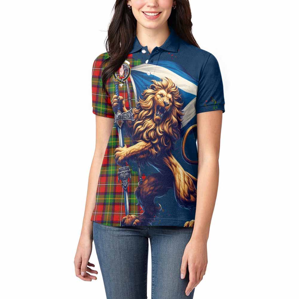 Tartan Vibes Clothing Boyd Tartan Family Crest Women's Polo Shirt with Scottish Majestic Lion