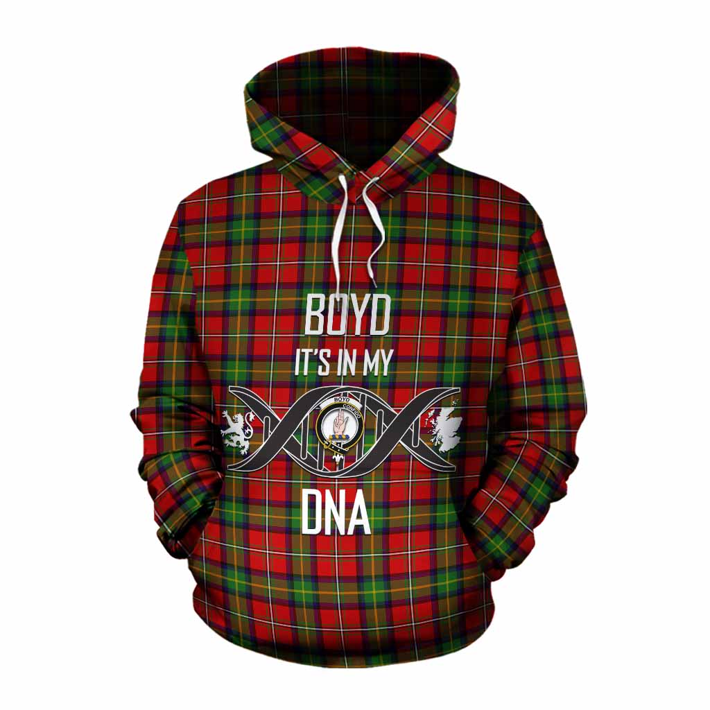 Tartan Vibes Clothing Boyd Tartan Cotton Hoodie with Family Crest DNA In Me Style