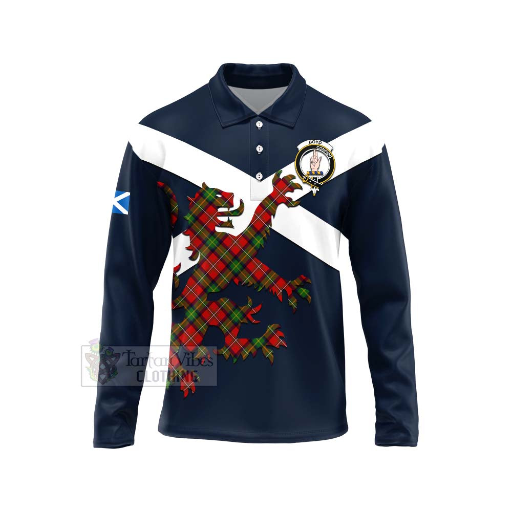 Tartan Vibes Clothing Boyd Tartan Lion Rampant Long Sleeve Polo Shirt – Proudly Display Your Heritage with Alba Gu Brath and Clan Name