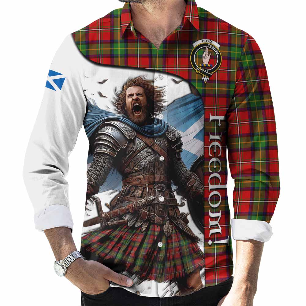 Tartan Vibes Clothing Boyd Crest Tartan Long Sleeve Button Shirt Inspired by the Freedom of Scottish Warrior