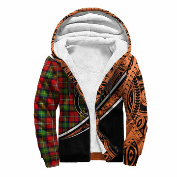 Boyd Crest Tartan Sherpa Hoodie with Polynesian Vibes Style - Orange Version