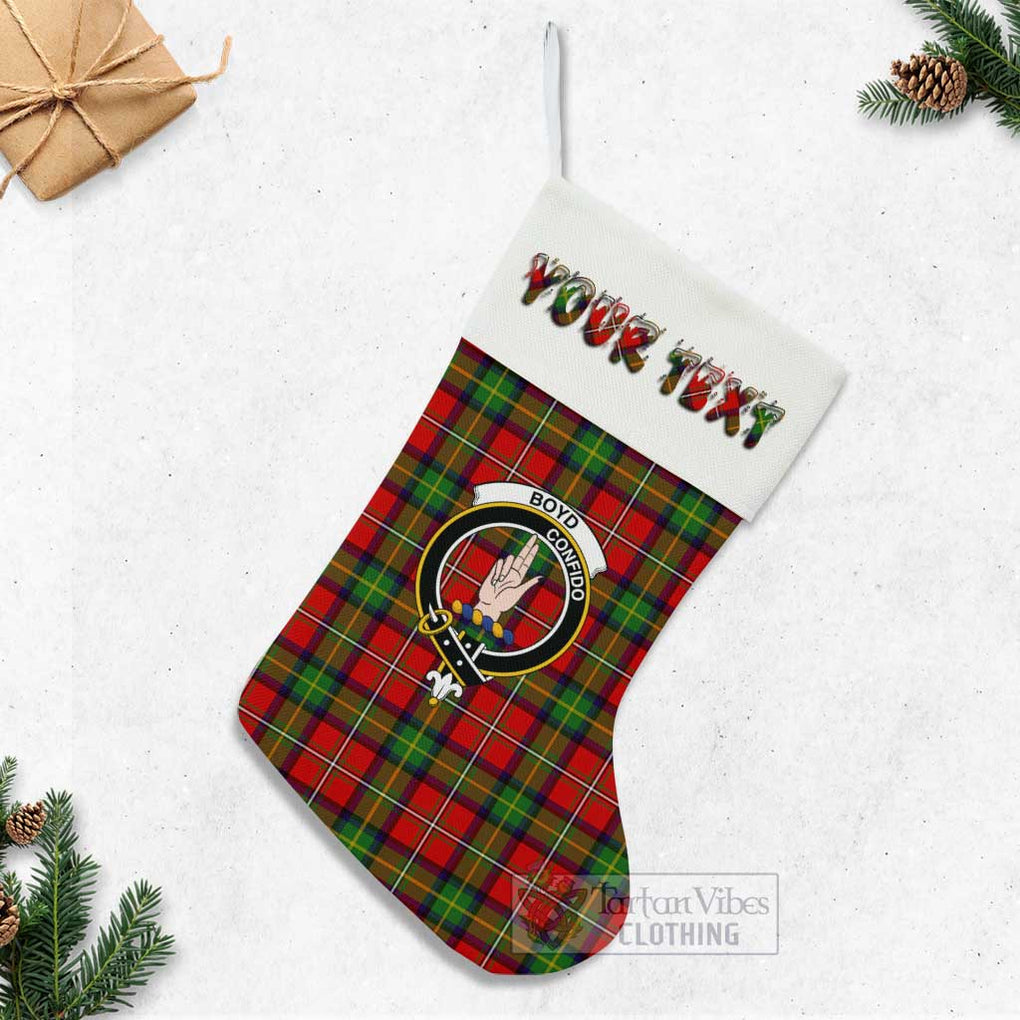 Tartan Vibes Clothing Boyd Tartan Family Crest Christmas Stocking with Personalized Text