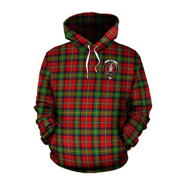 Boyd Tartan Cotton Hoodie with Family Crest Celtic Skull Style