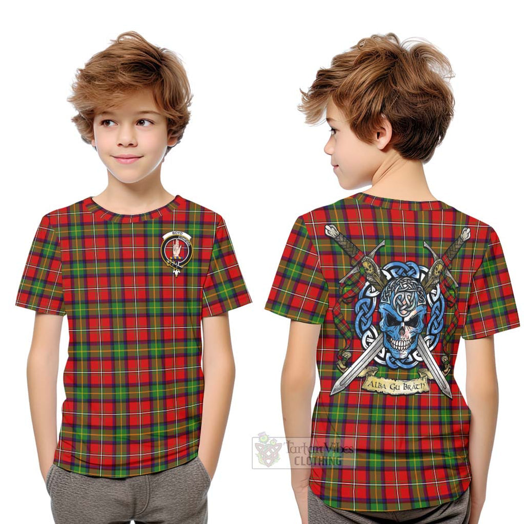 Boyd Tartan Kid T-Shirt with Family Crest Celtic Skull Style Youth XL Size14 - Tartan Vibes Clothing