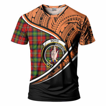 Boyd Crest Tartan T-Shirt with Polynesian Vibes Style - Orange Version