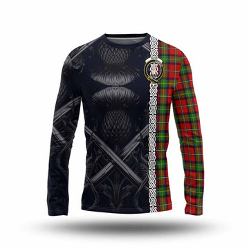 Boyd Tartan Long Sleeve T-Shirt with Family Crest Cross Sword Thistle Celtic Vibes