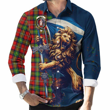 Boyd Tartan Family Crest Long Sleeve Button Shirt with Scottish Majestic Lion