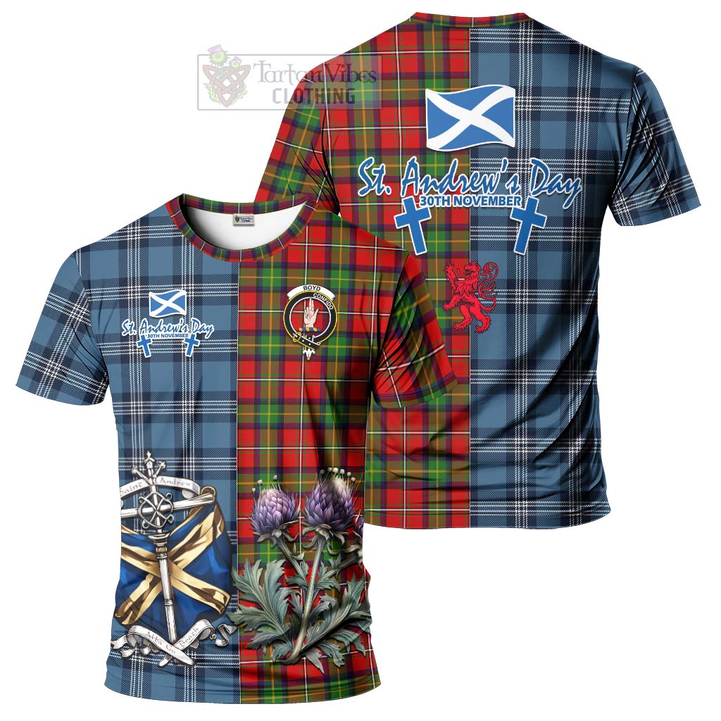 Tartan Vibes Clothing Boyd Tartan T-Shirt Happy St. Andrew's Day Half Tartan Style