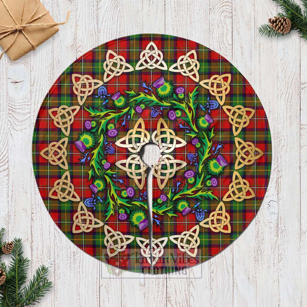 Tartan Vibes Clothing Boyd Tartan Christmas Tree Skirt with Thistle Celtic Knot Style