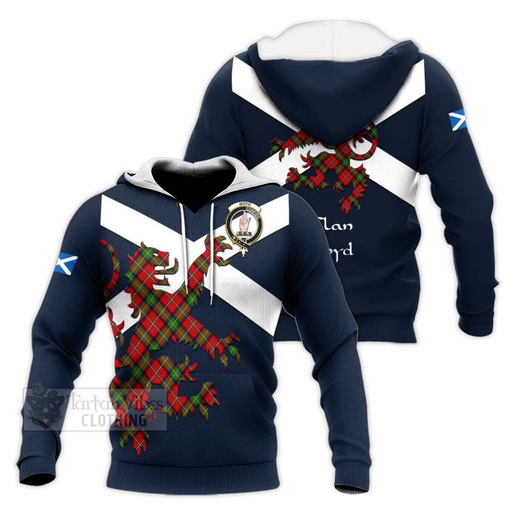 Tartan Vibes Clothing Boyd Tartan Lion Rampant Knitted Hoodie – Proudly Display Your Heritage with Alba Gu Brath and Clan Name