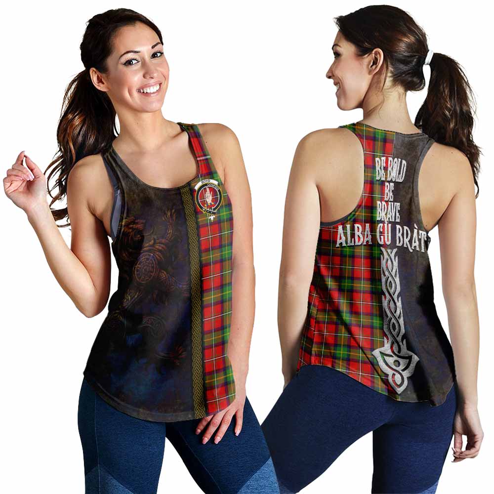 Boyd Tartan Family Crest Women's Racerback Tanks Alba Gu Brath Be Brave Lion Ancient Style 4XL - Tartan Vibes Clothing