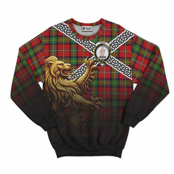 Boyd Crest Tartan Sweatshirt with Golden Lion Emblem Celtic Style Unisex - Tartan Vibes Clothing