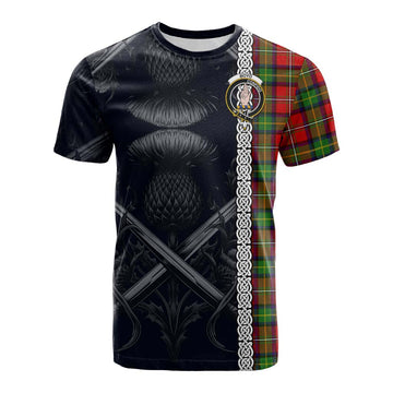 Boyd Tartan Cotton T-shirt with Family Crest Cross Sword Thistle Celtic Vibes