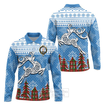 Boyd Clan Christmas Long Sleeve Polo Shirt Celtic Reindeer Style