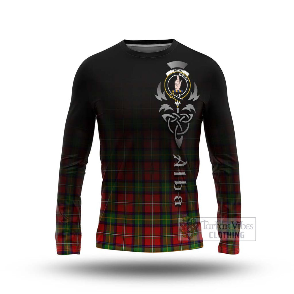 Tartan Vibes Clothing Boyd Tartan Long Sleeve T-Shirt Featuring Alba Gu Brath Family Crest Celtic Inspired