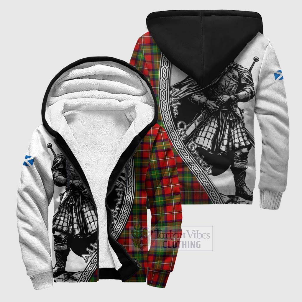 Tartan Vibes Clothing Boyd Tartan Clan Crest Sherpa Hoodie with Highlander Warrior Celtic Style