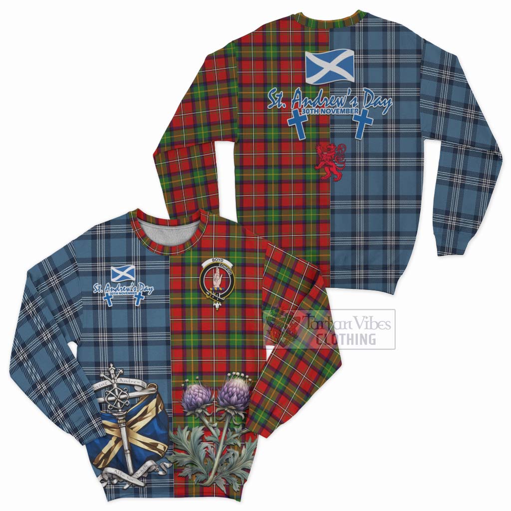 Tartan Vibes Clothing Boyd Tartan Sweatshirt Happy St. Andrew's Day Half Tartan Style