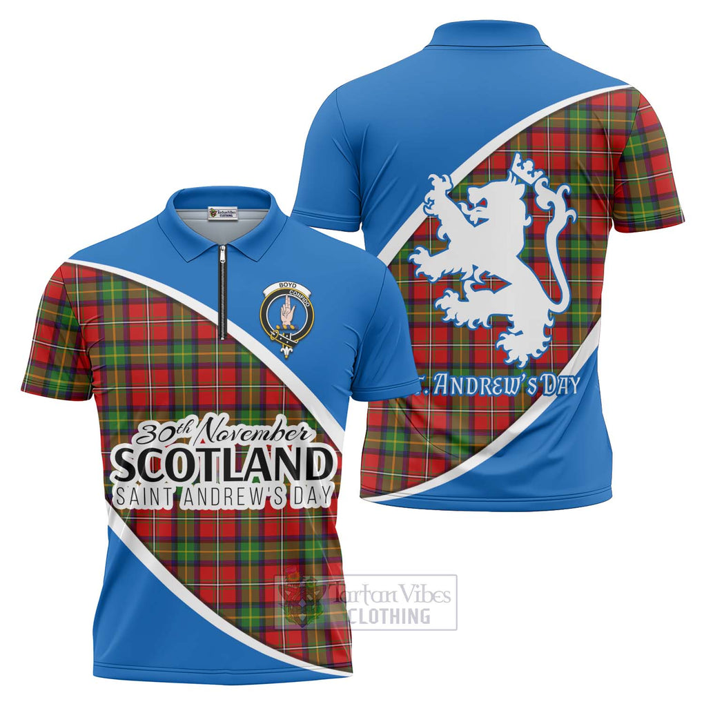 Tartan Vibes Clothing Boyd Family Crest Tartan Zipper Polo Shirt Celebrate Saint Andrew's Day in Style