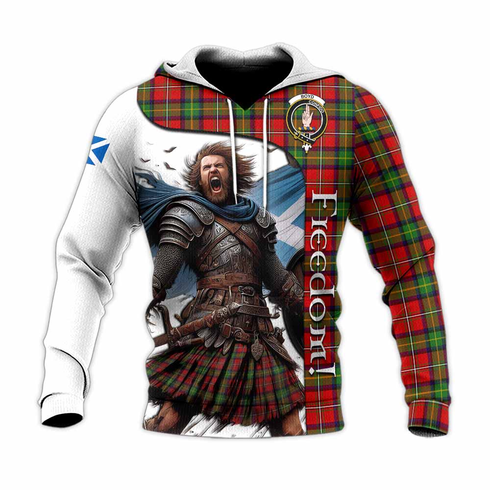 Tartan Vibes Clothing Boyd Crest Tartan Knitted Hoodie Inspired by the Freedom of Scottish Warrior