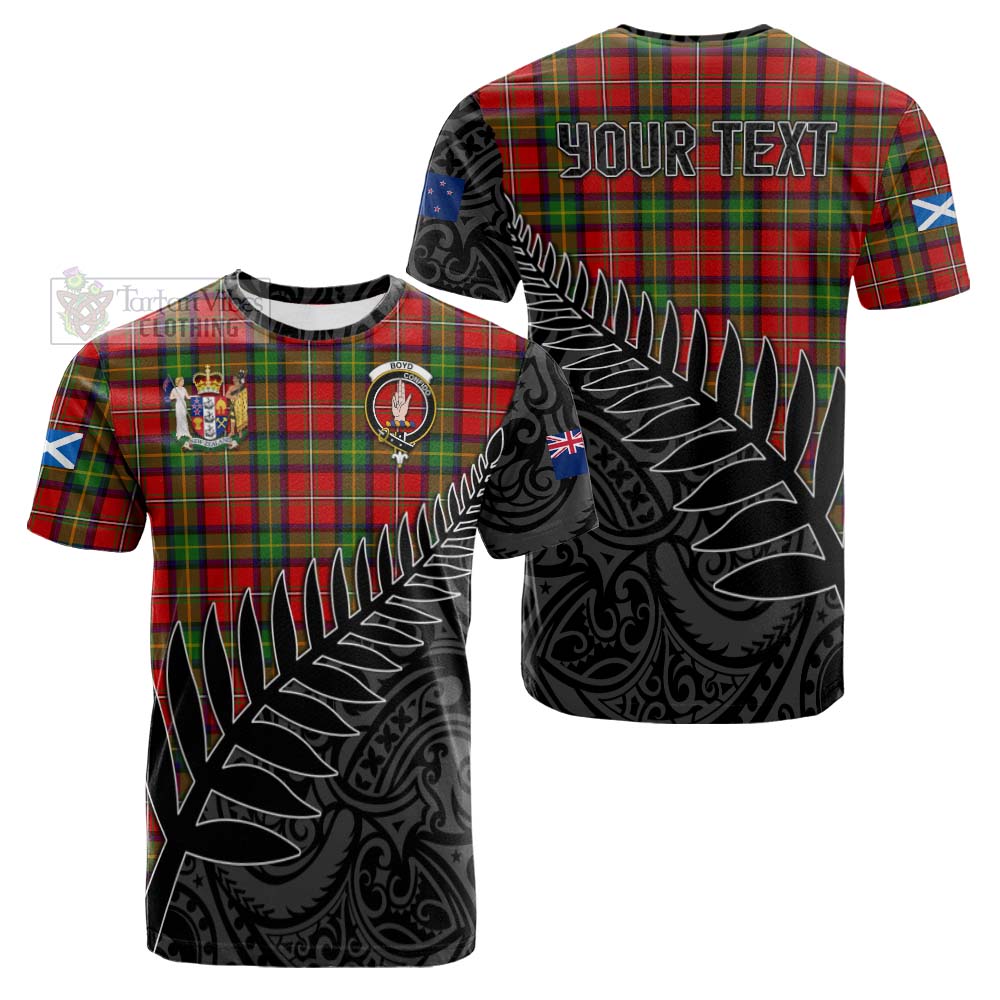 Tartan Vibes Clothing Boyd Crest Tartan Cotton T-shirt with New Zealand Silver Fern Half Style