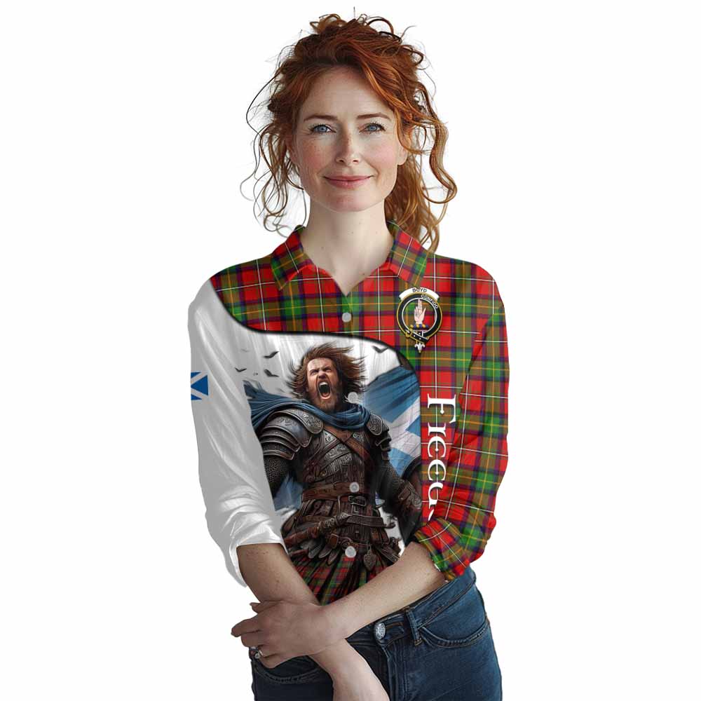 Tartan Vibes Clothing Boyd Crest Tartan Women's Casual Shirt Inspired by the Freedom of Scottish Warrior