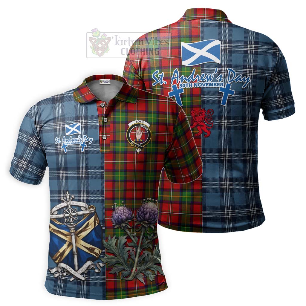 Tartan Vibes Clothing Boyd Tartan Polo Shirt Happy St. Andrew's Day Half Tartan Style