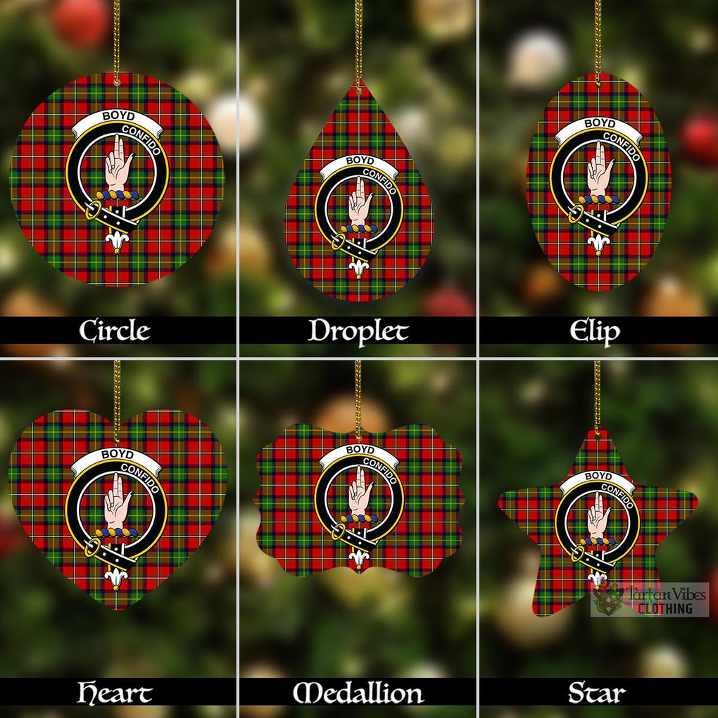 Tartan Vibes Clothing Boyd Tartan Christmas Aluminium Ornament with Family Crest