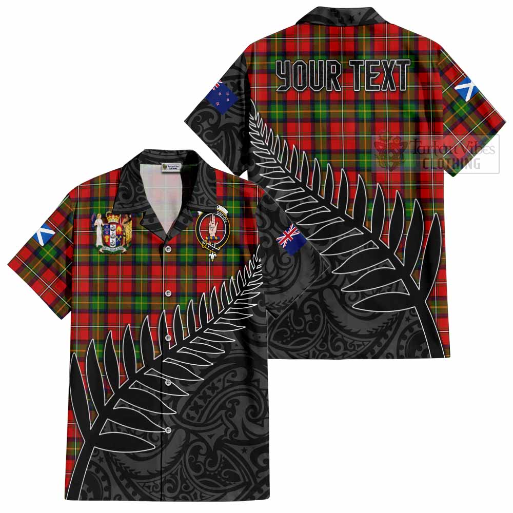 Tartan Vibes Clothing Boyd Crest Tartan Short Sleeve Button Shirt with New Zealand Silver Fern Half Style