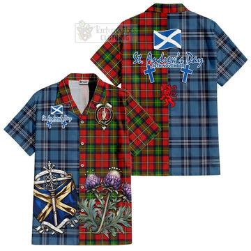 Boyd Tartan Short Sleeve Button Shirt Happy St. Andrew's Day Half Tartan Style