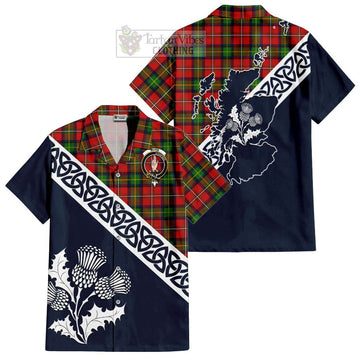 Boyd Tartan Short Sleeve Button Shirt Featuring Thistle and Scotland Map