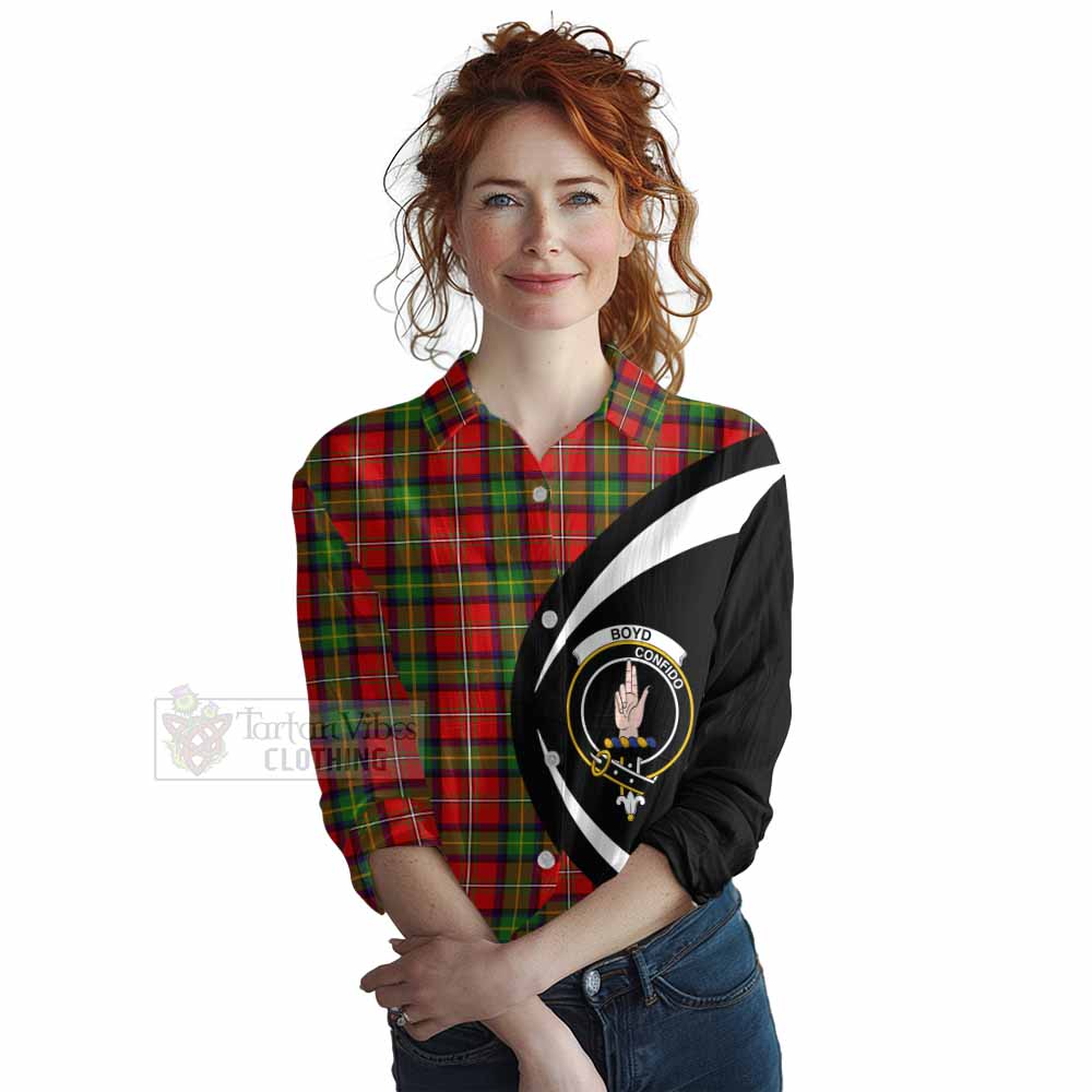 Tartan Vibes Clothing Boyd Tartan Women's Casual Shirt with Family Crest Circle Style