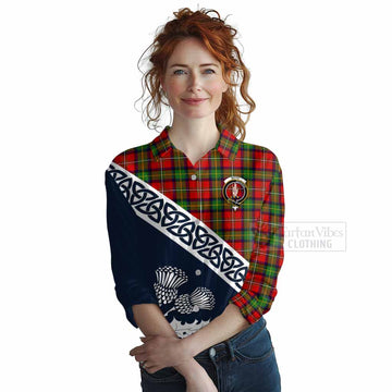 Boyd Tartan Women's Casual Shirt Featuring Thistle and Scotland Map