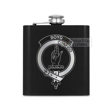 Boyd Crest Hip Flask Set 7oz Black Stainless Steel with A Gift Box