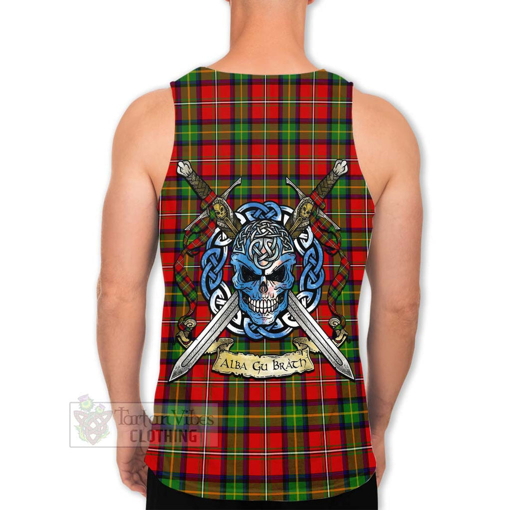 Tartan Vibes Clothing Boyd Tartan Men's Tank Top with Family Crest Celtic Skull Style