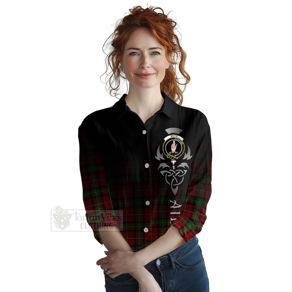 Tartan Vibes Clothing Boyd Tartan Women's Casual Shirt Featuring Alba Gu Brath Family Crest Celtic Inspired