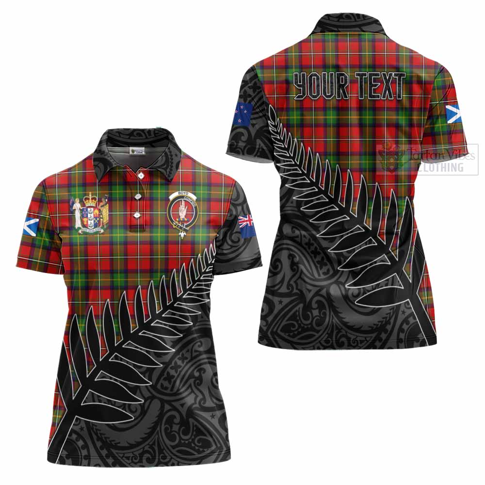 Tartan Vibes Clothing Boyd Crest Tartan Women's Polo Shirt with New Zealand Silver Fern Half Style