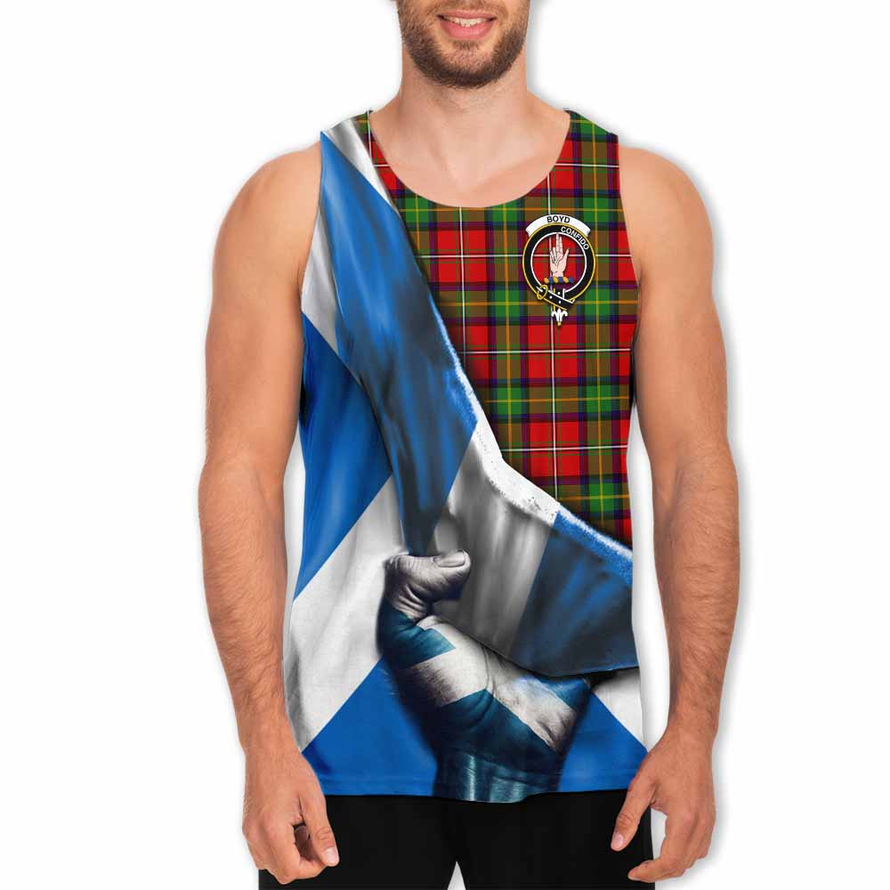 Tartan Vibes Clothing Boyd Tartan Men's Tank Top with Family Crest Scotland Patriotic Style