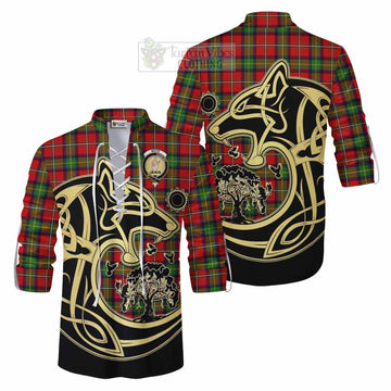 Boyd Tartan Ghillie Kilt Shirt with Family Crest Celtic Wolf Style