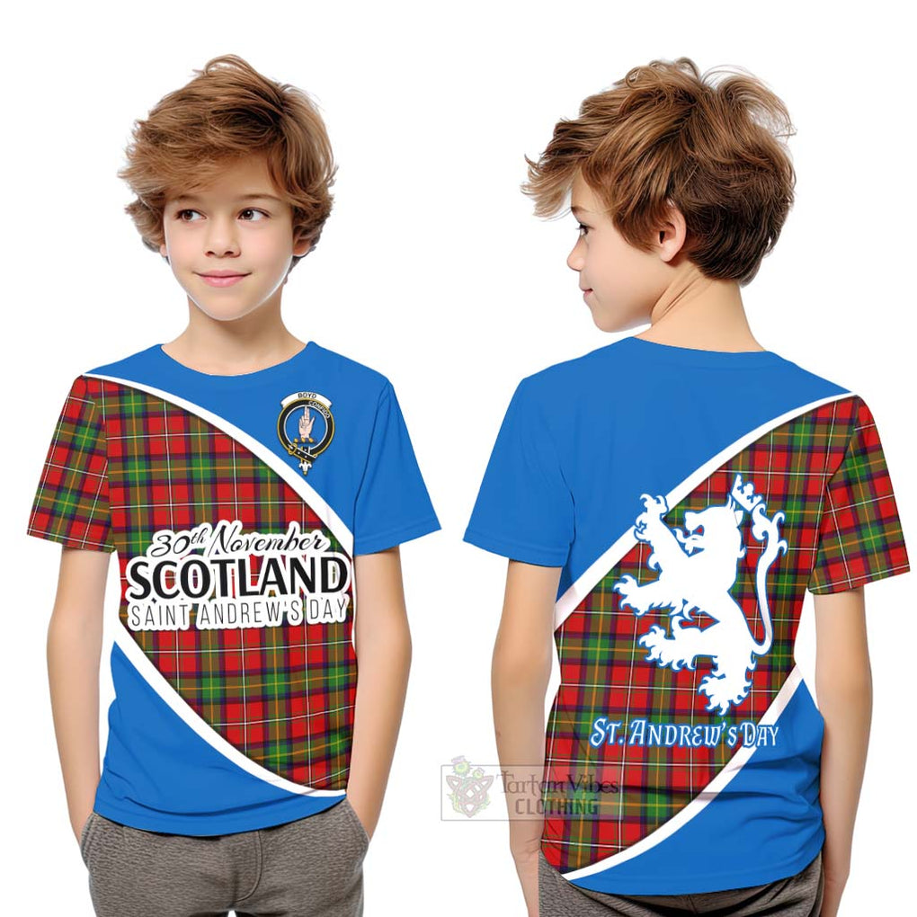 Tartan Vibes Clothing Boyd Family Crest Tartan Kid T-Shirt Celebrate Saint Andrew's Day in Style