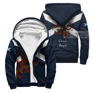 Boyd Tartan Lion Rampant Sherpa Hoodie  Proudly Display Your Heritage with Alba Gu Brath and Clan Name