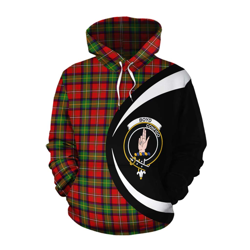 Tartan Vibes Clothing Boyd Tartan Cotton Hoodie with Family Crest Circle Style