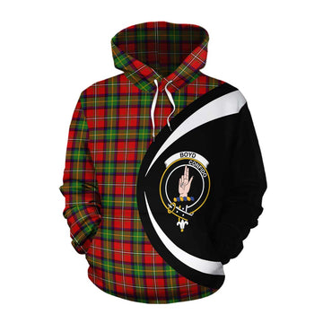 Boyd Tartan Cotton Hoodie with Family Crest Circle Style