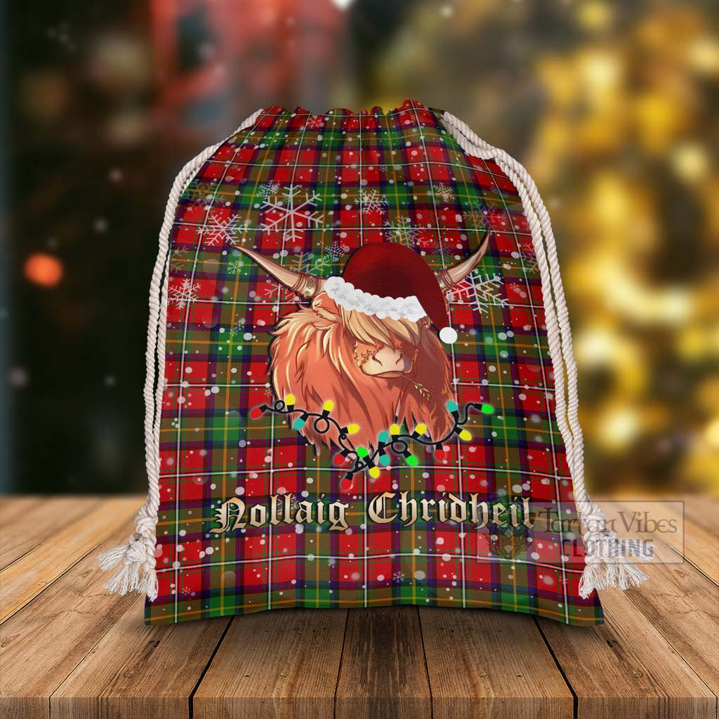 Tartan Vibes Clothing Boyd Tartan Christmas Santa's Bag with Highland Cow