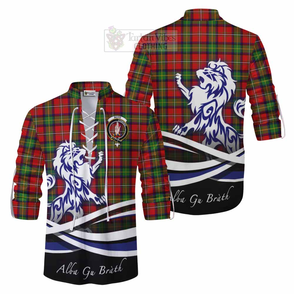 Tartan Vibes Clothing Boyd Tartan Ghillie Kilt Shirt with Alba Gu Brath Regal Lion Emblem