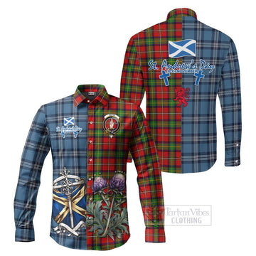 Boyd Tartan Long Sleeve Button Shirt Happy St. Andrew's Day Half Tartan Style